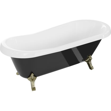 Mexen Retro vasca da bagno indipendente 170 x 75 cm, bianca/nera, gambe dorate - 53251707575-50 (1/5)