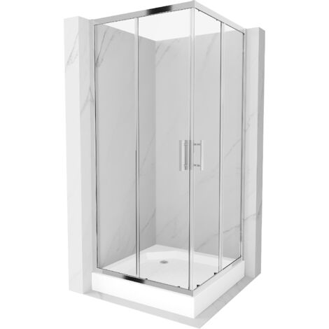 Mexen Rio cabina doccia quadrata 90 x 90 cm, trasparente, cromo + piatto doccia Rio, bianco - 860-090-090-01-00-4510