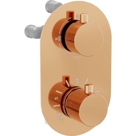 Mexen Kai miscelatore termostatico da bagno-doccia a 3 uscite, oro rosa - 77602-60