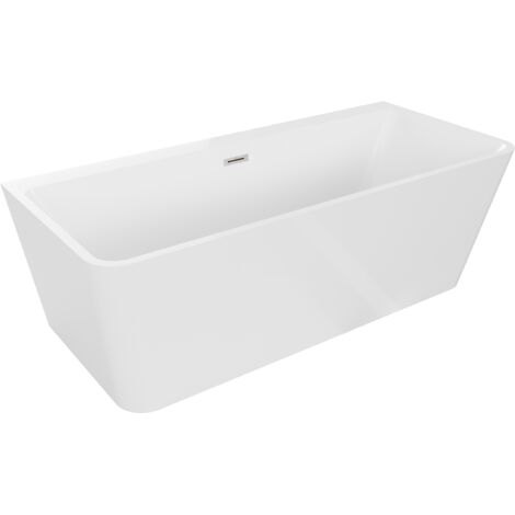 Mexen Volta vasca da bagno freestanding a parete 150 x 75 cm, bianca, troppopieno nichel spazzolato - 51131507500-97