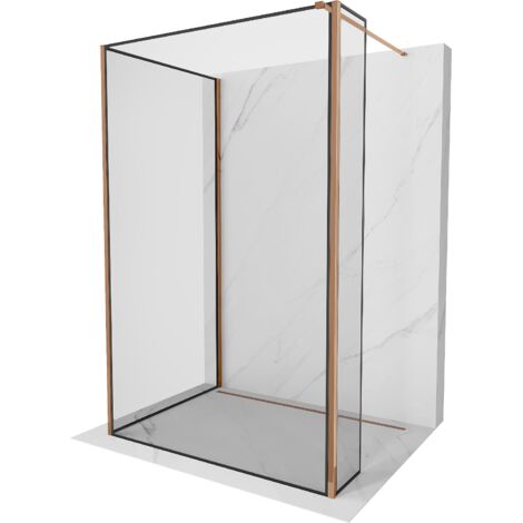 Mexen Kioto parete doccia Walk-in 120 x 100 x 30 cm, cornice nera, oro rosa - 800-120-100-221-60-70-030 (1/5)