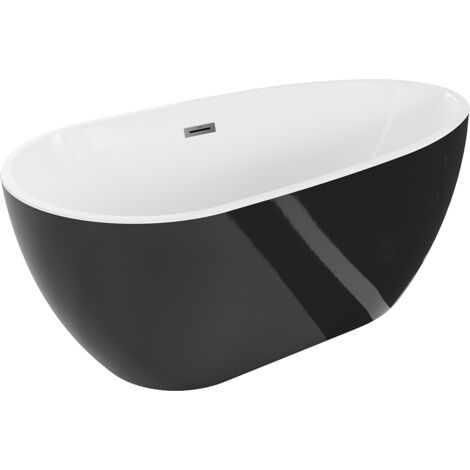 Mexen Eos vasca da bagno autoportante 170 x 75 cm, bianca/nera, troppopieno gun metal - 52471707575-95 (1/5)