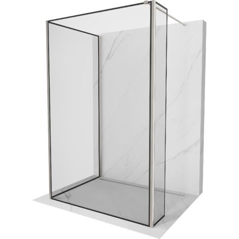 Mexen Kioto parete doccia Walk-in 120 x 110 x 30 cm, cornice nera, nichel spazzolato - 800-120-110-221-97-70-030 (1/5)