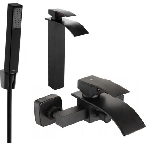 Mexen Aries R77 set per vasca da bagno, nero - 744813R77-70