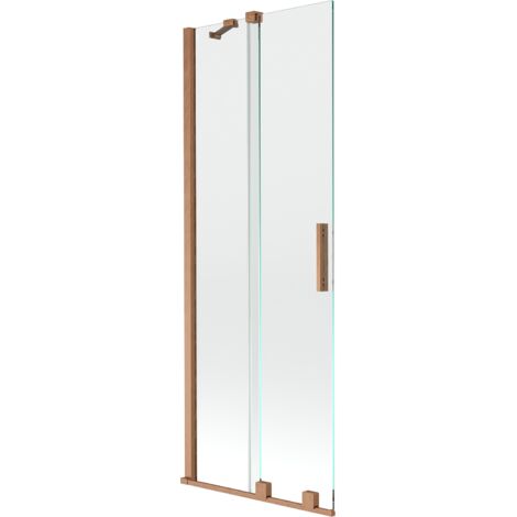 Mexen Velar paratia per vasca da bagno 2 ante scorrevoli 75 x 150 cm, trasparente, rame spazzolato - 896-075-000-01-65