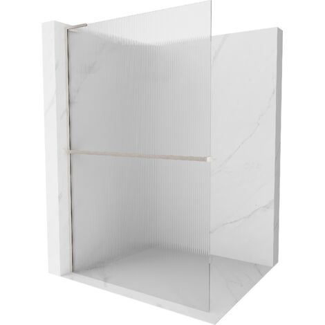 Mexen Kioto+ L Pannello doccia con mensola Walk-in 90 x 200 cm, righe, nichel spazzolato - 800-090-123-97-09
