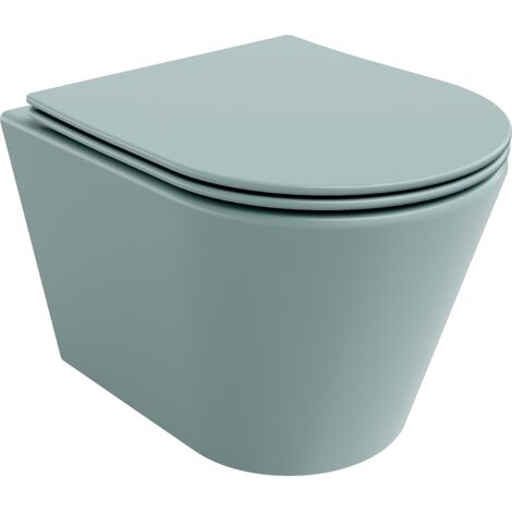 Mexen Rico vaso wc Rimless con sedile a chiusura rallentata slim, duroplast, verde chiaro opaco - 30724048