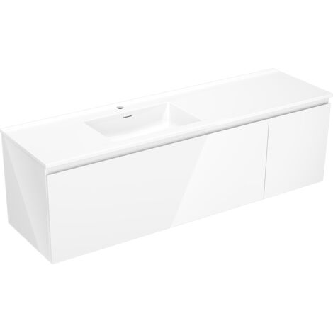 Mexen Orio mobile bagno 160 cm con lavabo Otis sinistro, 1S, 1D, bianco lucido - 91A13-16047-3-BBFF00-W18L00 (1/5)