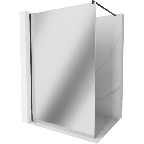 Mexen Kioto parete doccia Walk-in 80 x 200 cm, specchio 8 mm, nero - 800-080-101-70-50