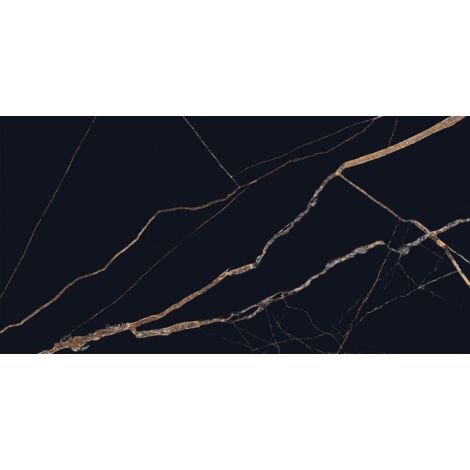 Mexen Fossil Campione di gres porcellanato nero rettificato. G1, piastrella da pavimento e parete 120 x 60 cm, alta lucentezza -