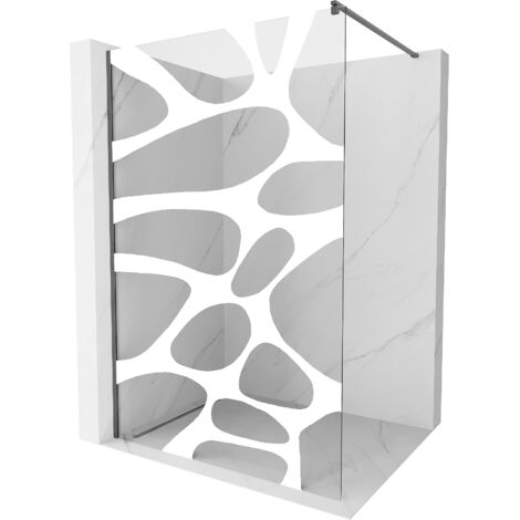 Mexen Kioto pannello doccia Walk-in 80 x 200 cm, onda bianca 8 mm, grigio canna di fucile spazzolato - 800-080-101-66-97
