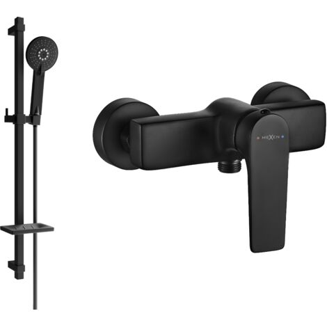 Mexen Lynx DQ40 rubinetto doccia con set doccia, nero - 74594DQ40-70 (1/3)