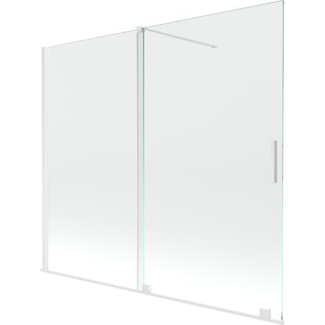 Mexen Velar paravento da bagno a 2 ante scorrevoli 180 x 150 cm, trasparente, bianco - 896-180-000-01-20