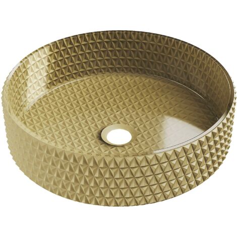 Mexen Aura lavandino da appoggio in vetro 39 x 39 cm, oro - 24013950