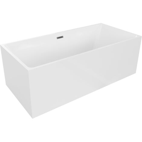 Mexen Nita vasca da bagno indipendente 170 x 80 cm, bianca, troppopieno grigio canna di fucile spazzolato - 52091708000-66 (1/5)