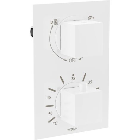 Mexen Cube miscelatore termostatico per vasca-doccia a 2 uscite, bianco - 77502-20