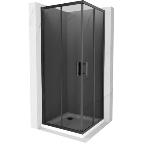 Mexen Rio cabina doccia quadrata 70 x 70 cm, grafite, nero + piatto doccia Flat, bianco - 860-070-070-70-40-4010B