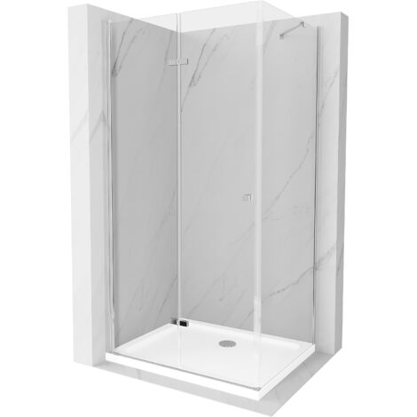 Mexen Lima cabina doccia pieghevole 70 x 80 cm, trasparente, cromo + piatto doccia Flat - 856-070-080-01-00-4010 (1/5)