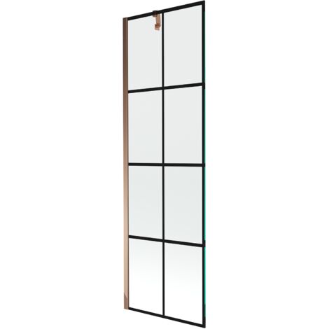 Mexen Next paraschermo doccia a 1 anta 60 x 150 cm, griglia nera, oro rosa - 895-060-000-00-77-60