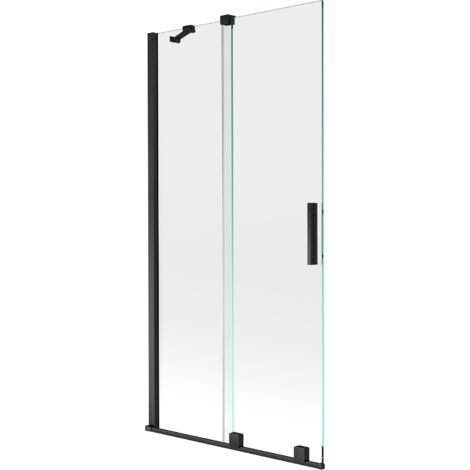 Mexen Velar paravento per vasca da bagno scorrevole a 2 ante 90 x 150 cm, trasparente, nero - 896-090-000-01-70