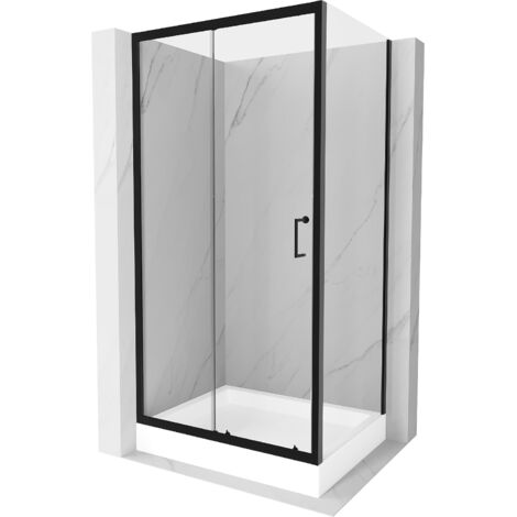 Mexen Apia cabina doccia scorrevole 120 x 80 cm, trasparente, nera + piatto doccia Rio - 840-120-080-70-00-4510 (1/5)