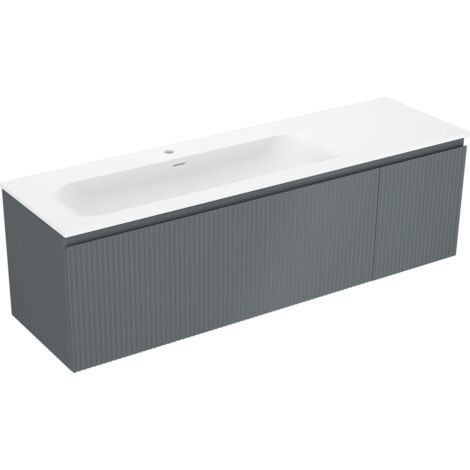 Mexen Rivel mobile da bagno 160 cm con lavabo Vela sinistro, 1S, 1D, scanalato, grafite opaco/bianco opaco - 91A23-16047-3-BBFF (1/5)