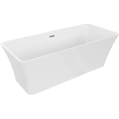 Mexen Tonia vasca da bagno autoportante 170 x 75 cm, bianca, troppo pieno nichel spazzolato - 52171707500-97 (1/5)