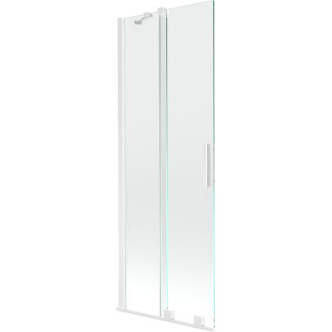 Mexen Velar paravento per vasca da bagno a 2 ante scorrevoli 75 x 150 cm, trasparente, bianco - 896-075-000-01-20