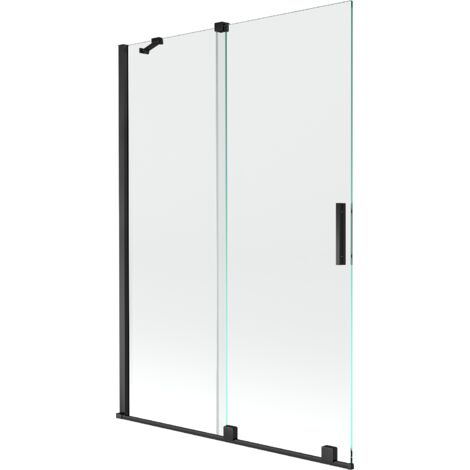 Mexen Velar paratia per vasca da bagno 2 ante scorrevoli 120 x 150 cm, trasparente, nero - 896-120-000-01-70
