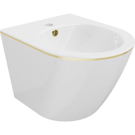 Mexen Lena bidet sospeso, bianco/dorato linea - 35224805