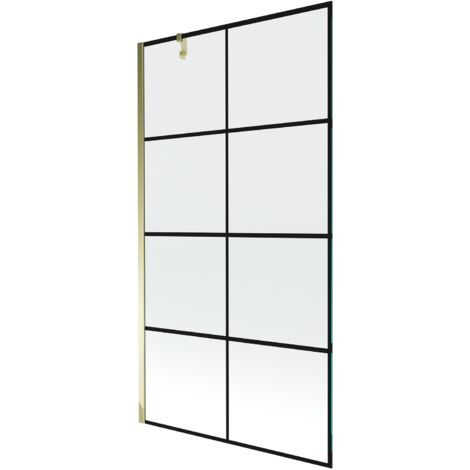 Mexen Next parete doccia 1-anta 100 x 150 cm, griglia nera, dorata - 895-100-000-00-77-50 (1/5)