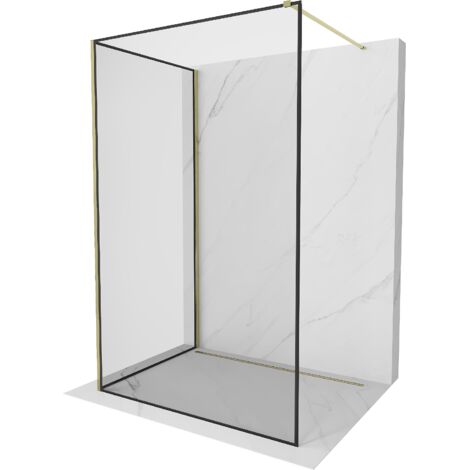 Mexen Kioto parete doccia Walk-in 120 x 120 cm, cornice nera, dorata - 800-120-212-50-70-120 (1/5)