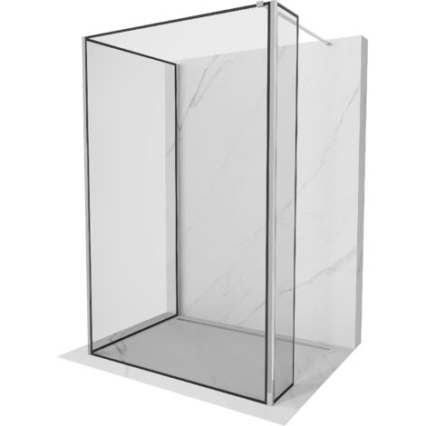 Paratia doccia Mexen Kioto Walk-in 100 x 80 x 30 cm, telaio nero, cromo - 800-100-080-221-01-70-030 (1/5)
