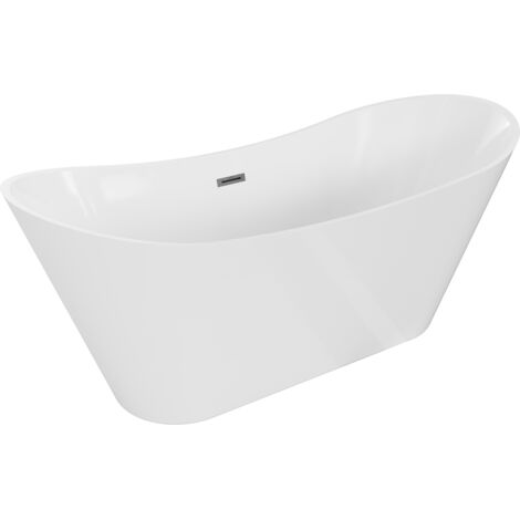 Mexen Celia vasca da bagno indipendente 170 x 75 cm, bianca, troppo pieno grigio canna spazzolato - 52331707500-66 (1/5)
