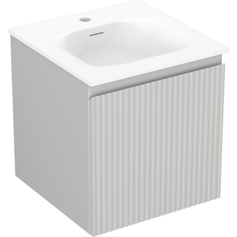 Mexen Rivel mobile bagno 45 cm con lavabo Vela, 1 cassetto, scanalato, grigio opaco/bianco opaco - 91A20-04547-1-BF62-W23M01