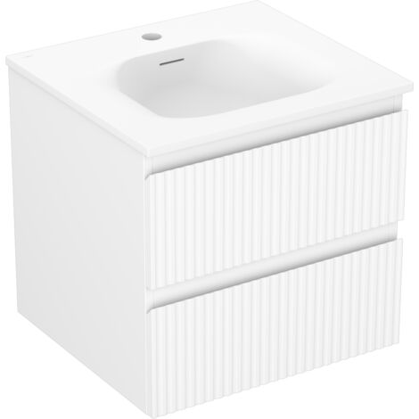 Mexen Rivel mobile bagno 50 cm con lavabo Vela, 2 cassetti, scanalato, bianco opaco - 91A20-05047-2-BFF01-W23M01 (1/5)