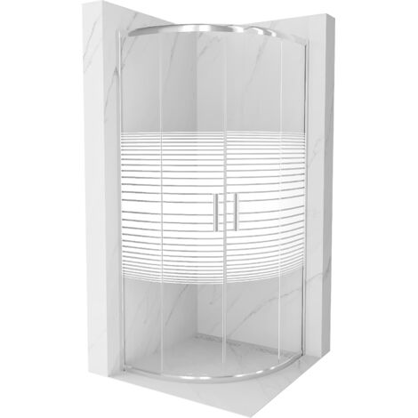 Mexen Rio cabina doccia semicircolare 90 x 90 cm, strisce bianche, cromata - 863-090-090-01-20