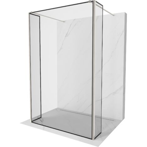 Mexen Kioto parete doccia autoportante 160 x 30 x 30 cm, cornice nera, nichel spazzolato - 800-160-030-222-97-70-030 (1/5)