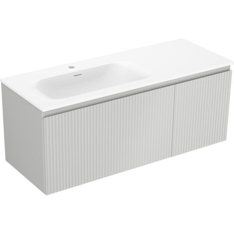 Mexen Rivel mobile bagno 120 cm con lavabo Vela sinistro, 1S, 1D, scanalato, grigio opaco/bianco opaco - 91A23-12047-3-BBFF62-W