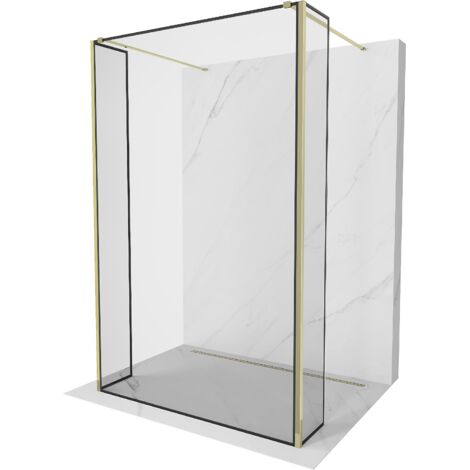 Mexen Kioto parete doccia autonoma 160 x 30 x 30 cm, cornice nera, oro - 800-160-030-222-50-70-030 (1/5)