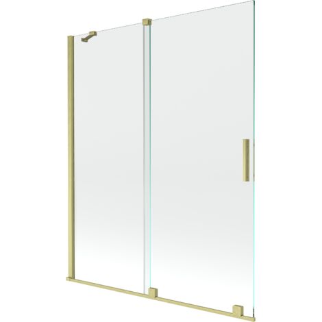 Mexen Velar paravento doccia a 2 ante scorrevoli 140 x 150 cm, trasparente, oro spazzolato - 896-140-000-01-55