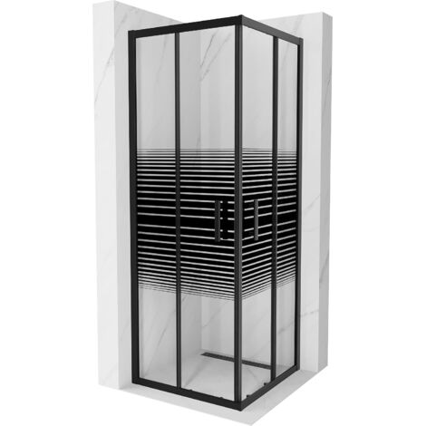 Mexen Rio cabina doccia quadrata 70 x 70 cm, fasce nere, nera - 860-070-070-70-20