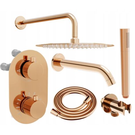 Mexen Kai DR70 set bagno-doccia da incasso con soffione 25 cm, oro rosa - 77602DR70251-60