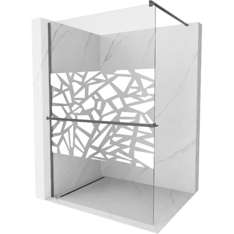 Mexen Kioto+ pannello doccia con mensola Walk-in 110 x 200 cm, motivo bianco, gun metal - 800-110-121-95-85 (1/5)