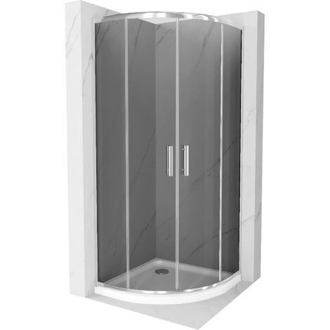 Mexen Rio cabina doccia semicircolare 90 x 90 cm, grafite, cromo + piatto doccia Flat, bianco - 863-090-090-01-40-4110