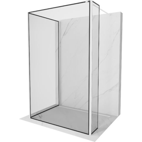 Parete doccia walk-in Mexen Kioto 100 x 100 x 30 cm, cornice nera, bianca - 800-100-100-221-20-70-030 (1/5)