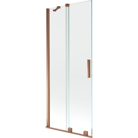 Mexen Velar paratia per vasca da bagno a 2 ante scorrevoli 85 x 150 cm, trasparente, oro rosa - 896-085-000-01-60