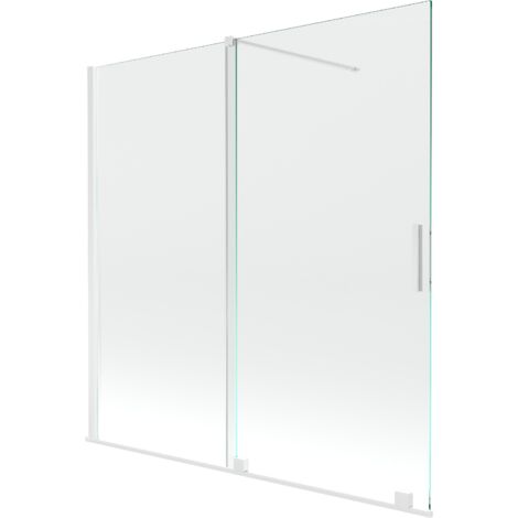 Mexen Velar paratia per vasca da bagno 2-ali scorrevole 160 x 150 cm, trasparente, bianco - 896-160-000-01-20