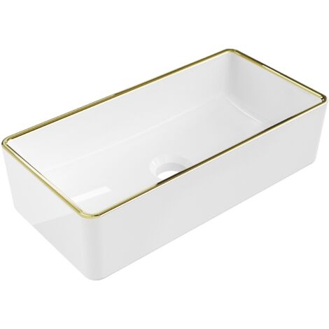 Mexen Nadia lavandino da appoggio 46 x 23 cm, bianco/oro bordo - 21614605