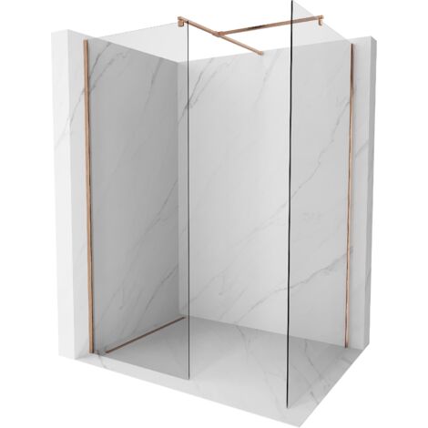 Parete doccia Mexen Kioto Walk-in 135 x 100 cm, trasparente, rame spazzolato - 800-135-202-65-00-100 (1/5)